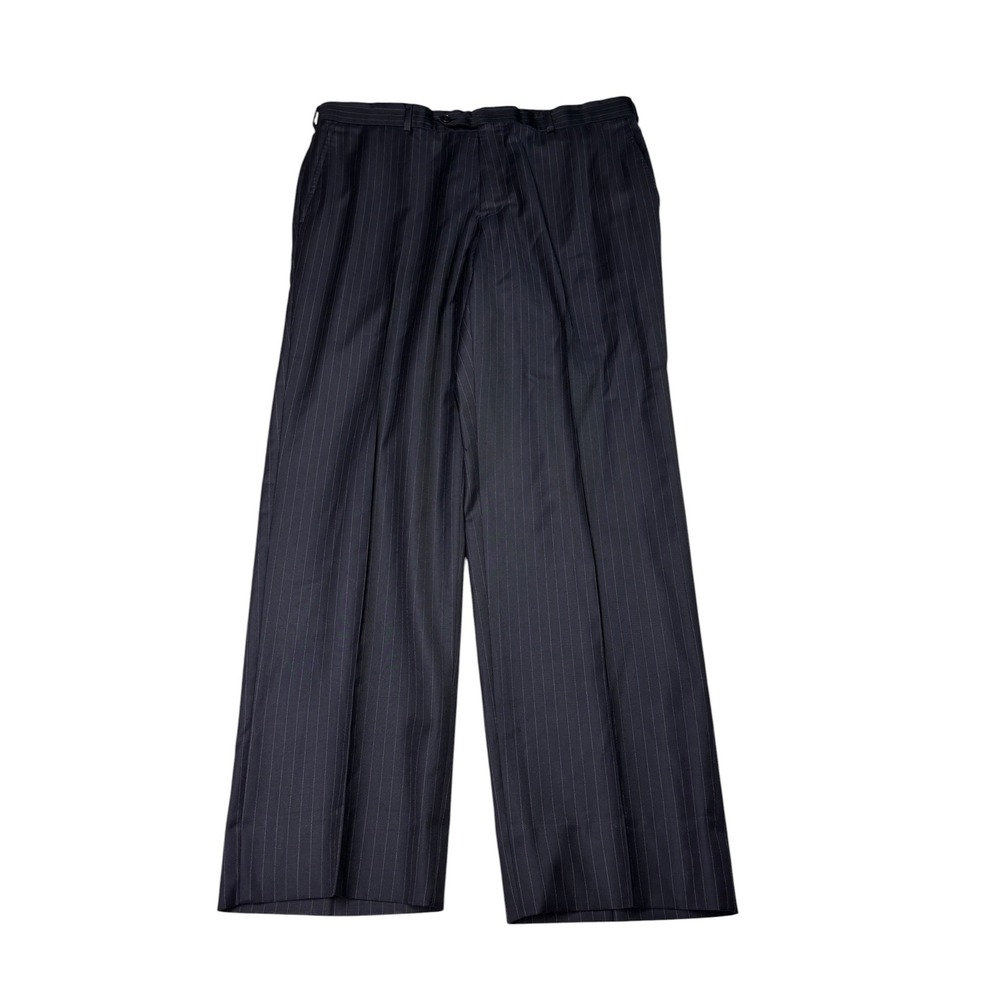 VTG Brooks Brothers Mens 40X31 Navy Pinstripe 100% Wool Dress Pants Made in USA